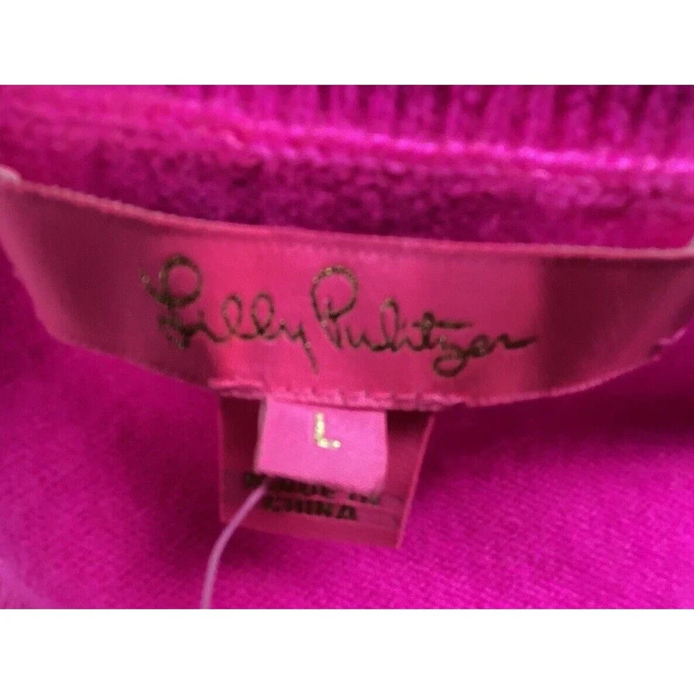 Lilly PULITZER Vibrant Cashmere Pink Ruffle Georgetta Sweater - Picture 12 of 13